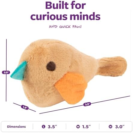 SmartyKat Chickadee Chirp Electronic Sound Cat Toy, Contains Catnip, Battery Powered - Light Brown, One Size - Image 3