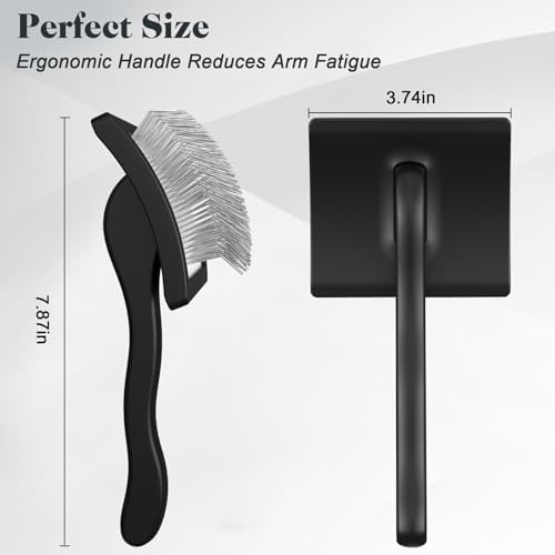 2PCS Slicker Brush for Dogs & Pet Comb,Professional Dog Grooming Brush (Goldendoodles,Poodles,Labradoodles) with Extra Long Pins to Effectively Remove Tangles, Knots and Mats (Black, Large) - Image 6