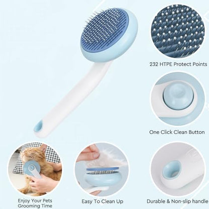 Cat Grooming Glove Brush, Self-Cleaning Slicker Pet Brush - Image 3