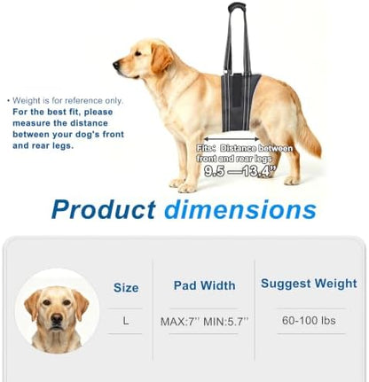 Dog Lift Harness for Large Dogs, Curved Rear Edge for Your Dog’s Comfort, Adjustable Hind Leg Support Sling for Walking and Stair Assistance, Size L - Image 2