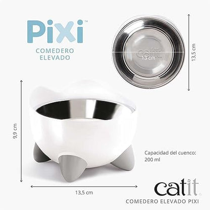 Catit PIXI Elevated Feeding Dish, White - Image 3