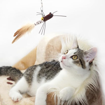 SONGWAY Insect Cat Toys with Feather - 6 Pieces Cat Worm Toy Refills, Cat Toy Wand Attachments, Worm Cat Toys, Interactive Toys for Indoor Cats Kittens - Image 6