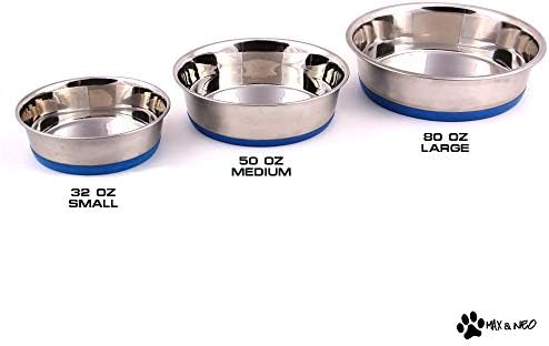 Max and Neo Heavyweight Non-Skid Rubber Bottom Stainless Steel Dog Bowl - We Donate a Bowl to a Dog Rescue For Every Bowl Sold (Medium - 50oz - 8" Diameter) - Image 2