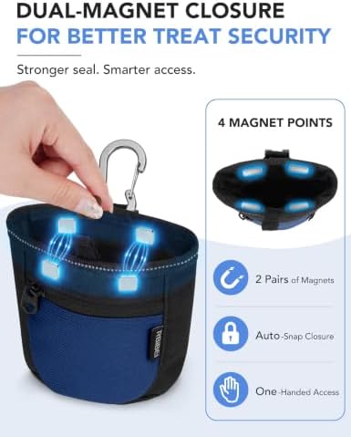 1¼-Cup Magnetic Closures Dog Training Treat Pouch with Clip (Blue) - Image 5