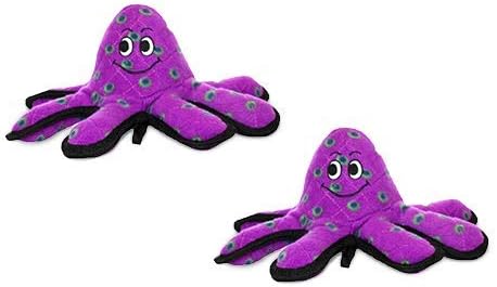 TUFFY - World's Tuffest Soft Dog Toy - Ocean- Squeakers - Multiple Layers. Made Durable, Strong & Tough. Interactive Play (Tug, Toss & Fetch). Machine Washable & Floats. (Octopus, Small 2 Pack)