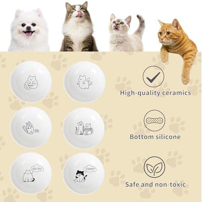 Non-Slip Cat Food Bowls, 6 Pack Whisker-Friendly Ceramic Bowls - Image 3