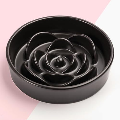 8.26 in Black Ceramic Slow Feeder Dog Bowl for Medium and Large Breed,Pet Feeding Dog Food Water Dish Heavy Weighted,Puppy Bowl for Fast Eaters,Puzzle Slow Eating Dish Modern Maze - Image 6