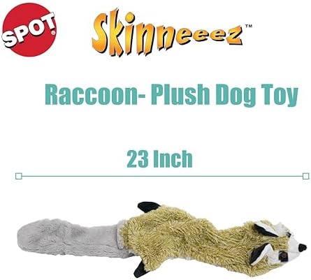 SPOT Skinneeez Raccoon 23 Inch Stuffing-Free Dog Toy – Soft Plush Tug Toy with Two Squeakers for Medium and Large Dogs – Mess-Free Interactive Chew Toy - Image 2