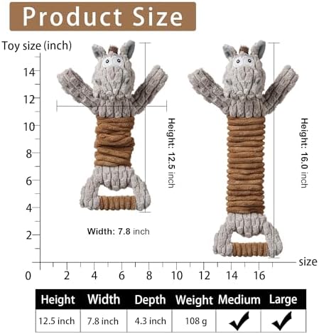 Tug of War Dog Toy, Crinkle Dog Toys for Large Dog, Soft Dog Plush Toy with Squeaky, Stuffed Animal for Dogs (Tug Series, Donkey) - Image 6