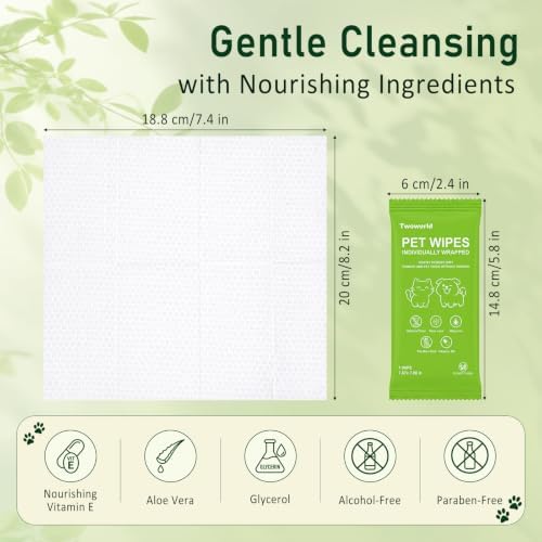 50 PCS Dog Wipes Dog Grooming Wipes Individually Wrapped Pet Wet Wipes - Image 2