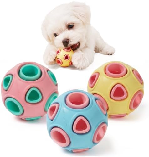 MewaJump Dog Chew Toys, Rubber Dog Balls Fetch Ball for Puppies Small Dogs 3 Pack by MEWAJUMP