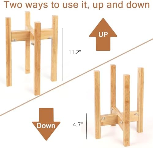 Elevated Dog Bowl Stand Adjustable Dog Food Holder 14”H Large Bamboo - Image 4