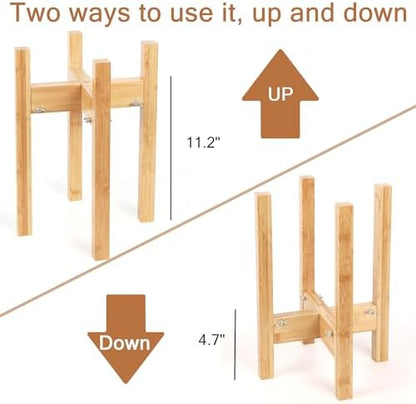Elevated Dog Bowl Stand Adjustable Dog Food Holder 14”H Large Bamboo - Image 4