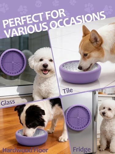 Dog Lick Bowl for Large Dogs, Lick Mat, Slow Feeder Lick Bowl with Brush and Scraper,Strong Suction, Freeze Licking Bowl for Anxiety Relief, Enrichment & Distraction, Dishwasher Safe 7.6 * 3.5 inch - Image 6