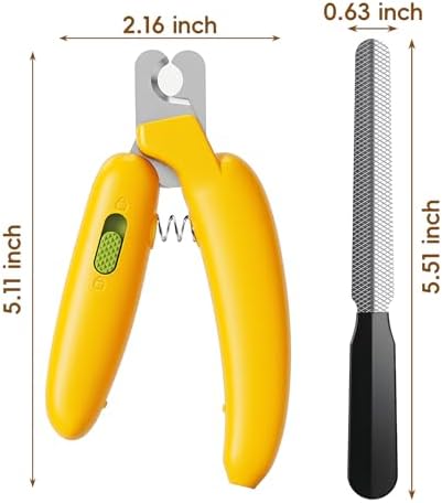 Dog Nail Clippers,Dog Nail Trimmers for Small Medium Dogs and Cats - Professional Grooming Tool with Safety Lock, Sharp Stainless Steel Blade Prevents Splitting，Includes Nail File (Yellow-mini) - Image 3