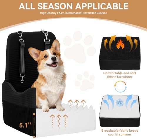PETSFIT Dog Car Seat with Patented Safety System, 5" Elevated Cushion - Image 3