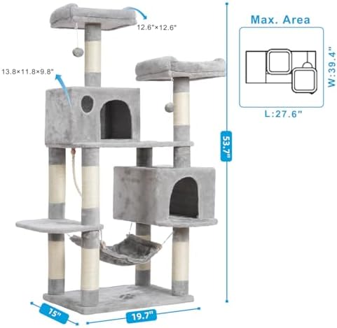 Hey-brother Cat Tree Tower with Sisal Scratching Posts, Big Condo, MPJ020W - Image 3