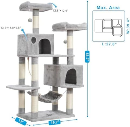 Hey-brother Cat Tree Tower with Sisal Scratching Posts, Big Condo, MPJ020W - Image 3