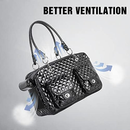 Fashion Pet Carrier Dogs Cat Small Animals Purse Bag, Leather Pet Carriers Dog Puppy Kitten Tote Travel Handbag TSA Airline-Approved - Image 5
