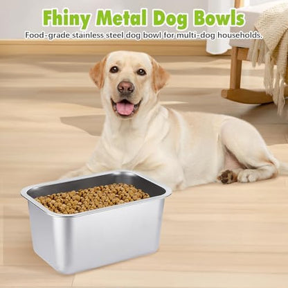 Fhiny 2 PCS Stainless Steel Dog Bowl, 2 Gallon Capacity Durable Metal Water Dish for Large Dogs, Indoor/Outdoor, Dishwasher Safe - Image 3