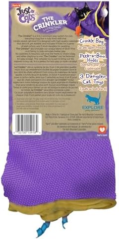 Hartz Just for Cats The Crinkler, 3-in-1 Mega Cat Toy with Silver Vine & Catnip, Crinkle Bag, Peek-a-Boo Holes, 3 Dangler Toys - Image 2