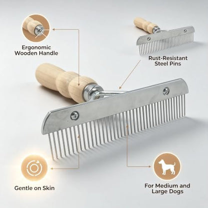 Grooming Rake Brush, Shedding Tool for Medium & Large Dog Undercoat - Image 3
