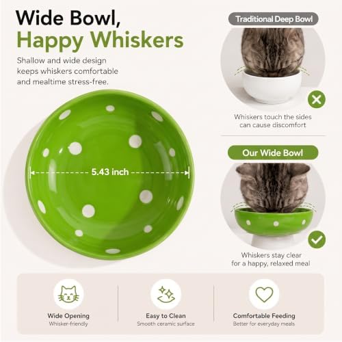 Green Mushroom Cat Bowl, Elevated Ceramic Bowl for Cats - Image 3