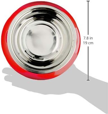 Ferplast Jolie Dog Bowl Cat Bowl - Stainless Steel Water & Food Dog Bowls with Plastic Holder, Non-Slip, Medium (0.9 L), Red