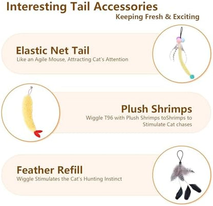 ORSDA 3 PCS Replacement Refills, Feather Tail, Elastic Net Tail, Plush Shrimps for Automatic Kitten Toys, only Suitable T93&T96 Cat Ball Toy - Image 4