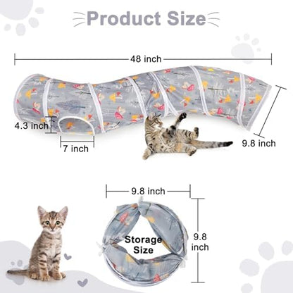 Glittme S-Shape Cat Tunnel, Foldable Cat Tunnels for Indoor Cats - Image 6