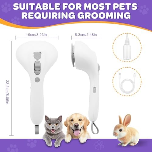 Pet Spray Grooming Brush Cat Brushes Cat Hair Removal Products Cat Shedding Tools Self Cleaning Ergonomic Grip for Short Long Haired Pets Help with matted Fur Rechargable Comb Mist - Image 5
