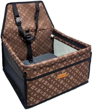 Pet Dog Booster Seat, Upgrading the Framed wall to Prevent Collapse，Breathable and Foldable Pet Car Basket，Removable andWashable pet car seat (Brown) by Unknown