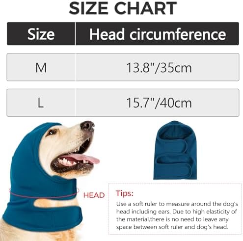 NACOCO Dog Calming Hoodie - Adjustable No Shake Dog Ear Covers Pet Head Ear Wrap Muffs Noise for Grooming Bath Fireworks(Dark Blue, M) - Image 3