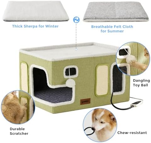 ZOMISIA Heated Cat House Bed for Indoor Cats, Cat Hideway Cube for Sleeping - Image 6
