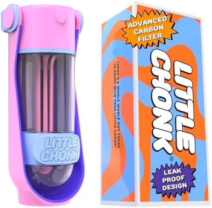 Lil Gulp Dog Water Bottle 15 Fl oz Portable Travel Bottle (Cotton Candy) by LITTLECHONK
