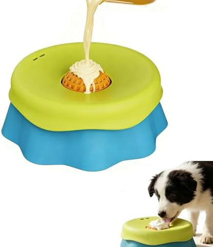 Slow Feeder Dog Bowl with Lick Ball, 2-in-1 Food Grade Silicone Dog Slow Eating Bowl, Detachable Anti-Choke Slow Feeder for Medium Large Dogs, Non-Slip Slow Eating Pet Bowl for Wet & Dry Food by UniGoos