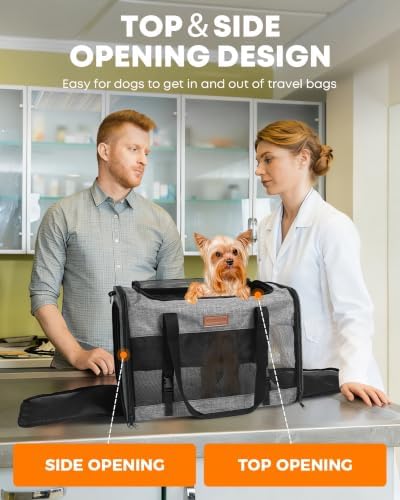 Foldable Cat Dog Carrier for Pets up to 15 Lb, Grey - Image 6