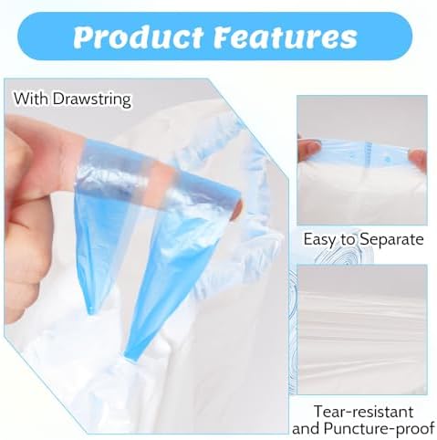 120 Pack Cat Litter Bags with Drawstring 17.72 x 19.69 Inch Heavy Duty Cat Litter Box Liners Waste Bags for Home Pet Supplies - Image 3