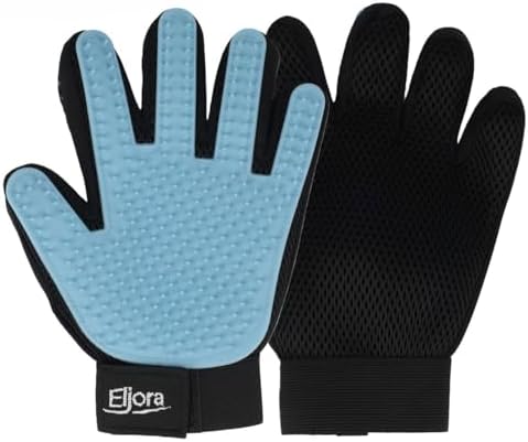Pet Grooming Gloves (Pair – Left & Right) – 260 Silicone Tips, Dog & Cat Hair Remover, Deshedding & Massage Glove for Long & Short Hair Pets by ELJORA
