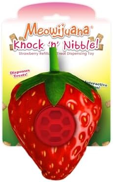 MEOWIJUANA Knock N Nibble Strawberry CAT Treat Dispensing Toy by Meowijuana