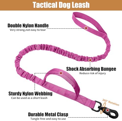 Tactical Dog Collar Leash Set, Dog Collar with Controll Handle, Pink, L - Image 2