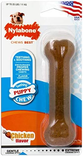 Nylabone Puppy Chew Teething Bone Dog Chew Toy, Chicken Flavor, Small by Nylabone