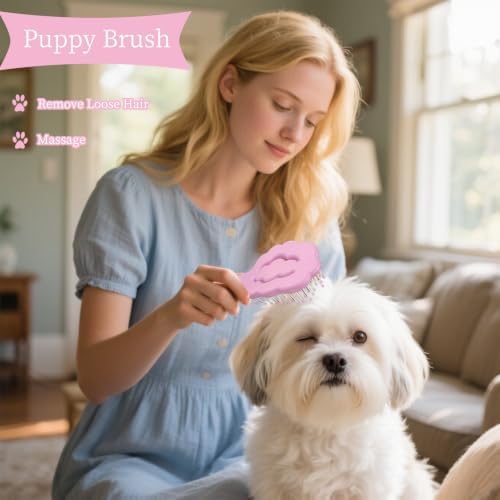 Cloud-Shaped Soft Bristle Small Dog Brush, Puppy Essentials (Purple) - Image 6