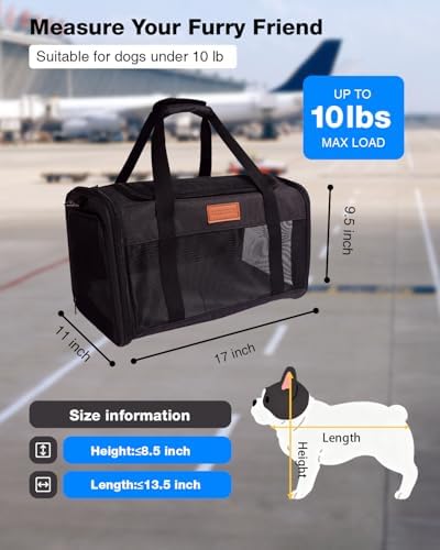 Pet Carrier Airline Approved for Pets Up to 10 Lb, 17x11x9.5 in - Image 3