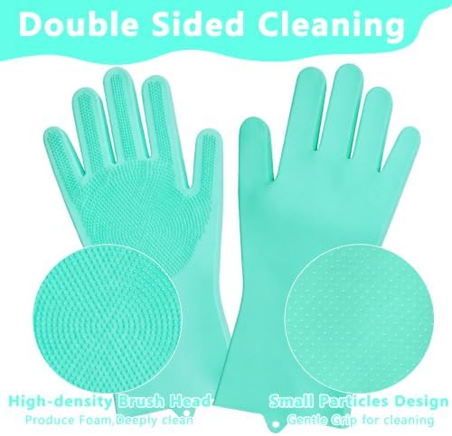 Pet Grooming Gloves—Dog Washing Gloves with High-Density Teeth, Dog Bath Scrubber with Enhanced Five Finger Design, Silicone Gloves for Dogs and Cats Bathing, Massage (Turquoise) - Image 4