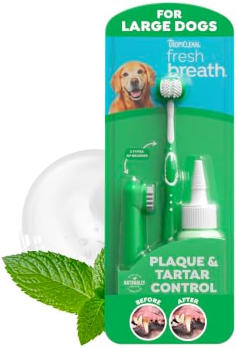 TropiClean Fresh Breath Dog Tooth Brushing Kit for Large Dogs by TropiClean