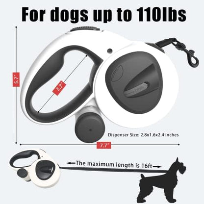 4-in-1 Retractable Dog Leash with LED Light & Dispenser & Poop Bags - Image 4