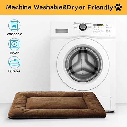 Dog Crate Pad Washable Dog Bed for Crate Large Cozy Mat 48-Inch Brown - Image 5