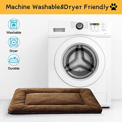 Dog Crate Pad Washable Dog Bed for Crate Large Cozy Mat 48-Inch Brown - Image 5