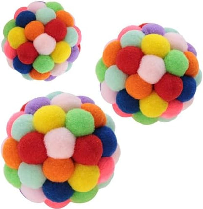Smokey's Stash Cat Toy Plush Pom Cat Balls with Bells Inside, Colorful and Fuzzy Cat Toys for Indoor Cats and Kittens (Multi Size 3 Pack) (Mix) by Smokeysstash
